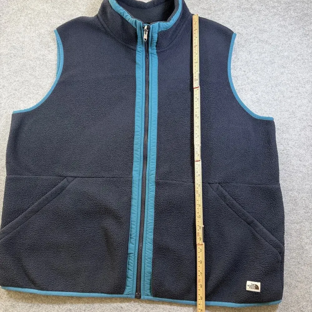 The North Face Carbondale Sherpa Fleece Vest Mens XXL Navy Full Zip Hiking